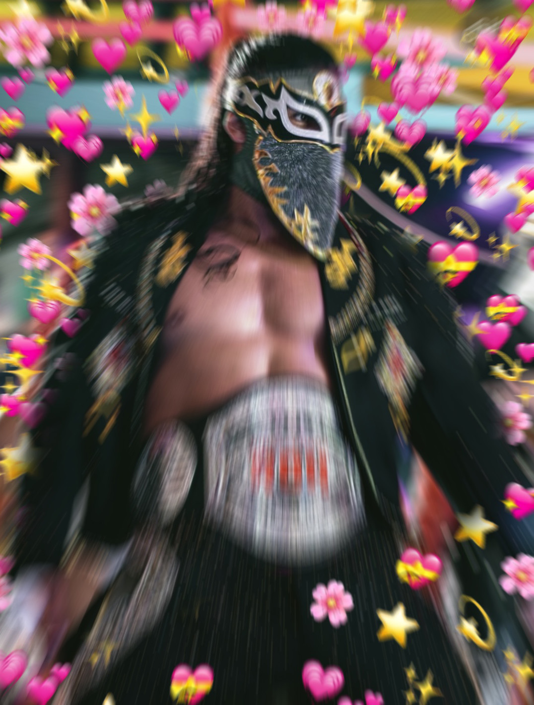 Bandido with hearts all around him