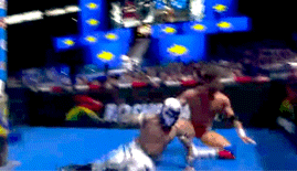 MJF spinning against the barricades