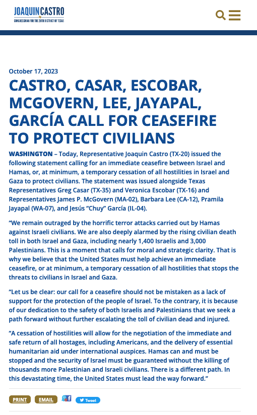 Joaquin Castro press release