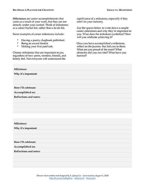 Goals vs. Milestones (pg. 2)