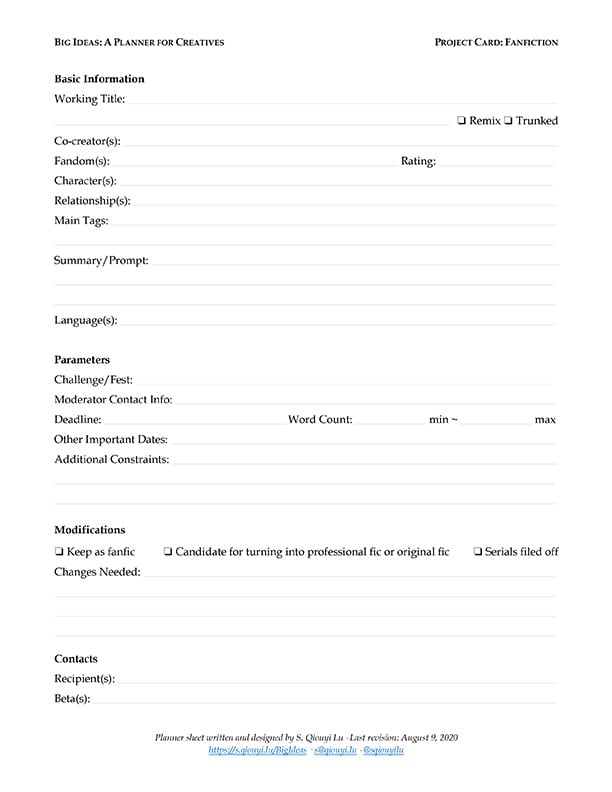 Project Card - Fanfiction (pg. 1)